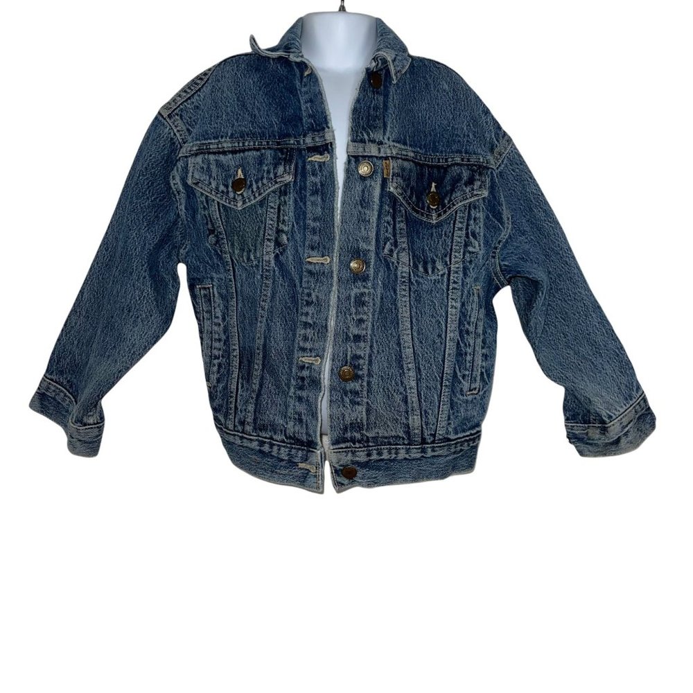 Levi's Vintage 1980's Orange Tab Medium Wash Denim Trucker Jacket Boy's Small - Picture 1 of 8